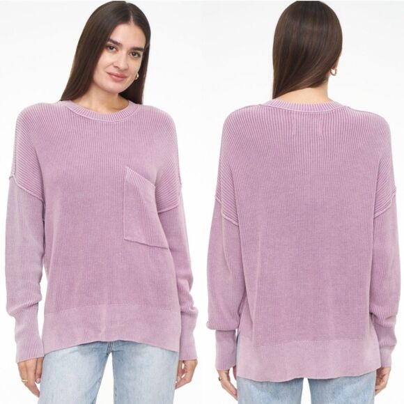 Pistola sweater darya ribbed oversized crewneck burnout sandwashed lavender sz x - Picture 1 of 6
